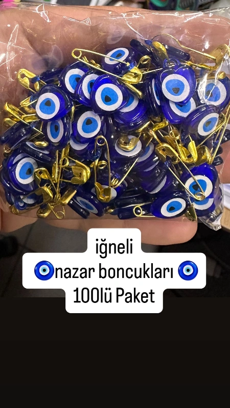 NAZAR BONCUKLU ÇENGELLİ İĞNE 100LÜ PAKET